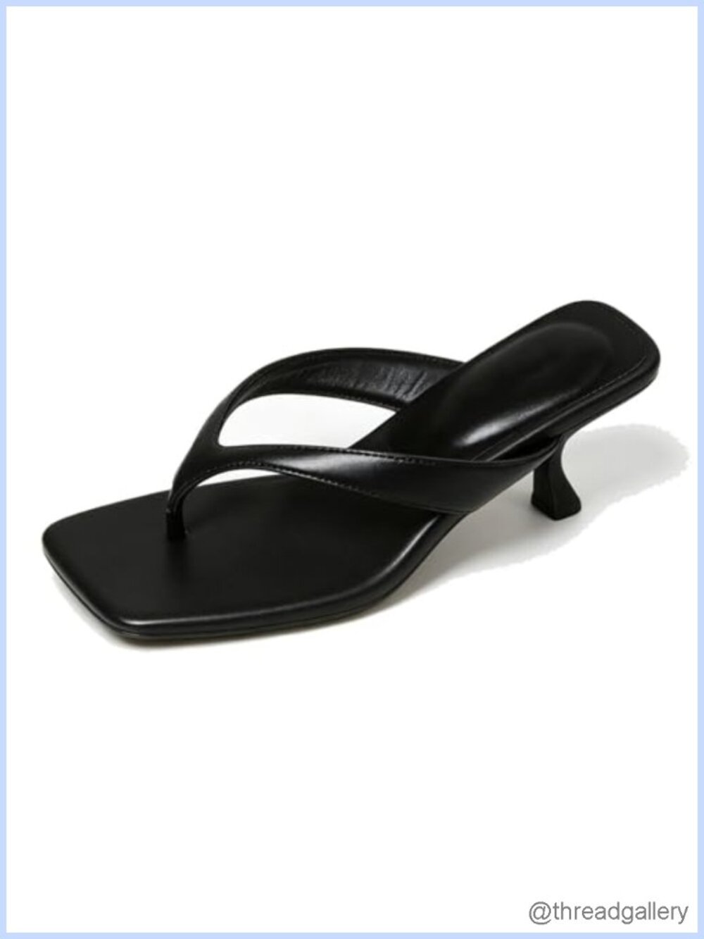 Women's Kitten Heel Square Open Toe Slip-On Thong Dress Sandals